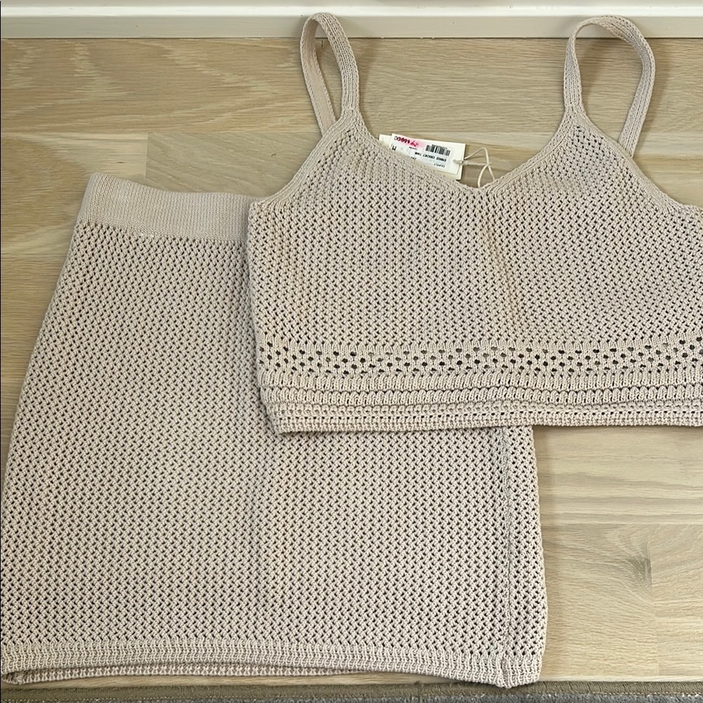 Z-Supply Beige Knit Crop Top and Skirt coverup set